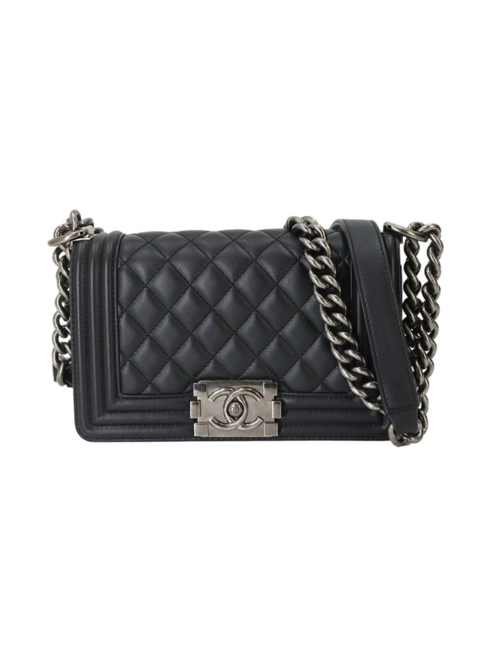 Chanel Boy Small Chain Shoulder Bag Lambskin Black